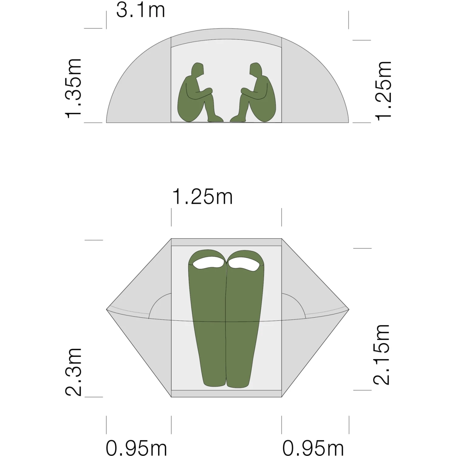 Exped Orion II UL Tent - Moss - Afbeelding 2